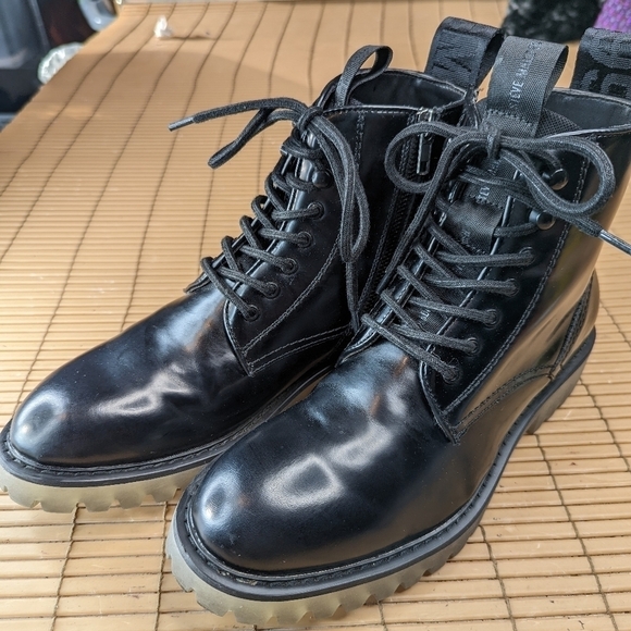 Steve Madden "Berlin" women's sz 7M boots. Black leather. Side zip and lace. Chu - Picture 3 of 11